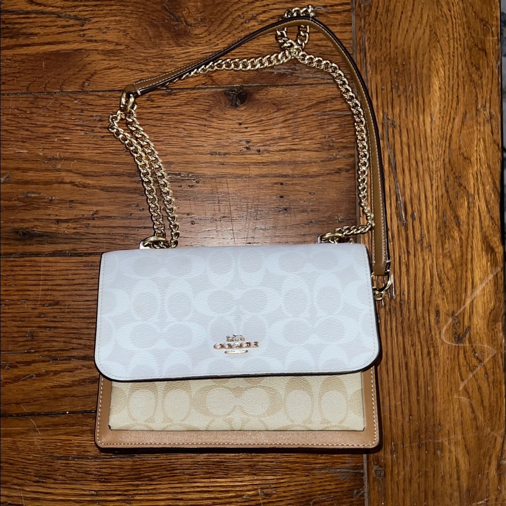 Coach White and Tan Crossbody Bag